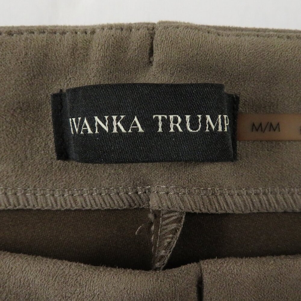 Ivanka Trump Faux Suede Ankle Pants M Dark Taupe - Picture 6 of 7